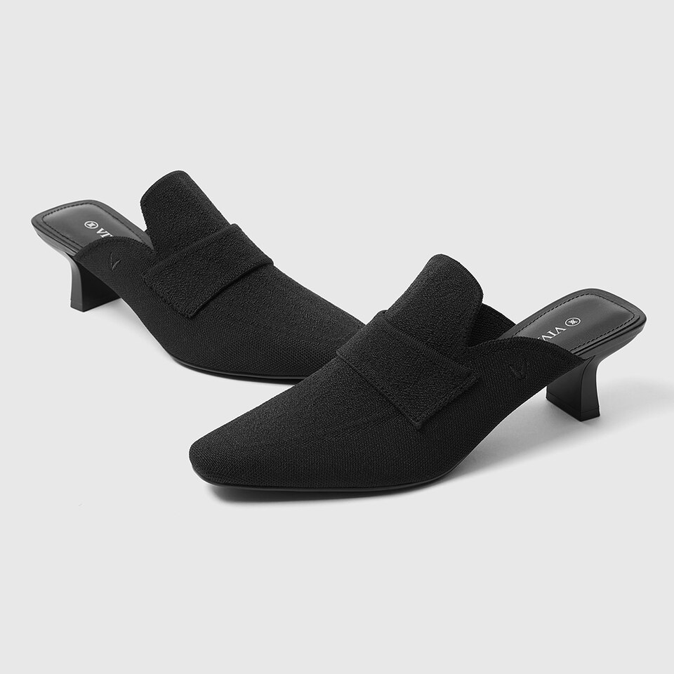 Elena Square-toe Mules in Black | Women's Sustainable and Stylish Shoes | VIVAIA