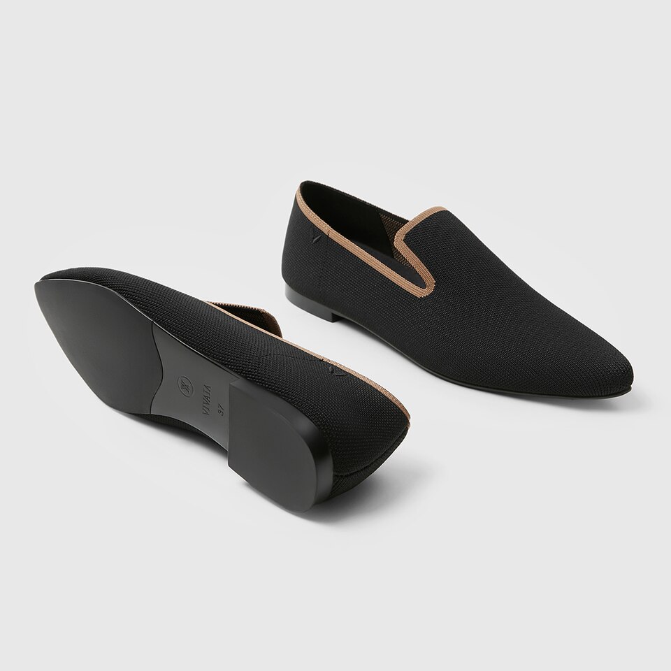 Monica Pointy Loafers in Deep Ebony | Women's Sustainable, Washable and Stylish Black Shoes | VIVAIA