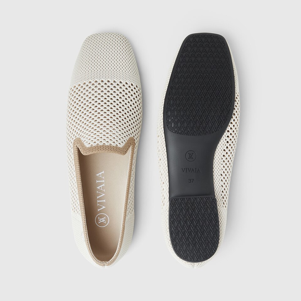 Reva Square-toe Loafers in Cream Ivory | Women's Sustainable, Washable and Stylish Shoes | VIVAIA