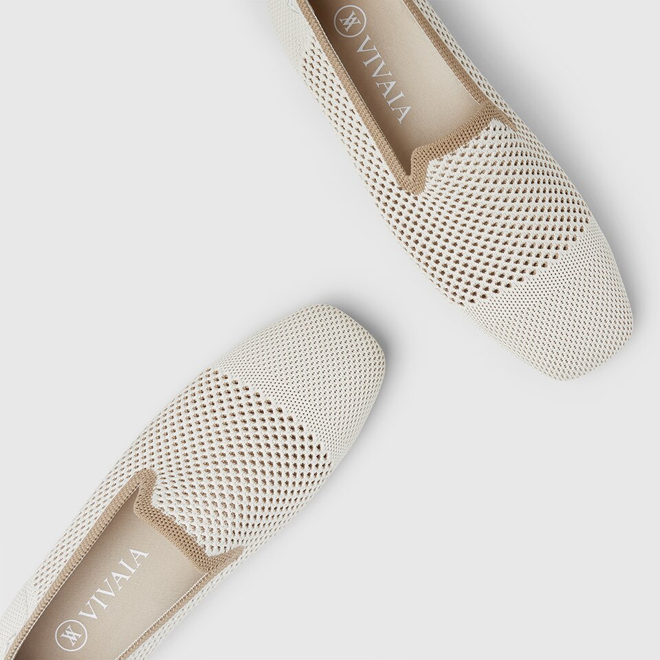 Reva Square-toe Loafers in Cream Ivory | Women's Sustainable, Washable and Stylish Shoes | VIVAIA