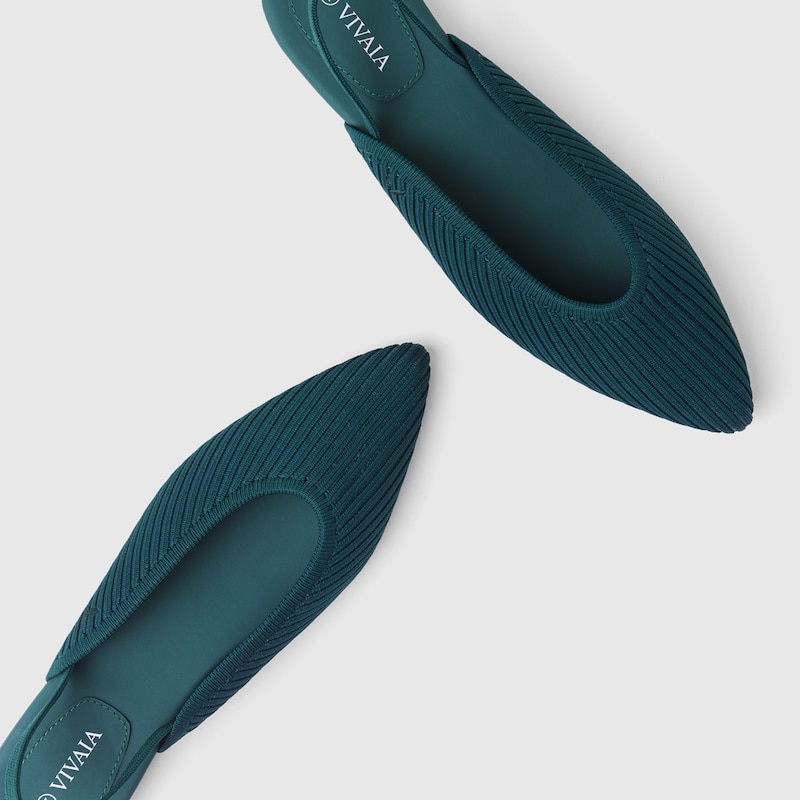 Iris Pointy Sandals in Deep Peacock | Women's Sustainable and Stylish Shoes | VIVAIA