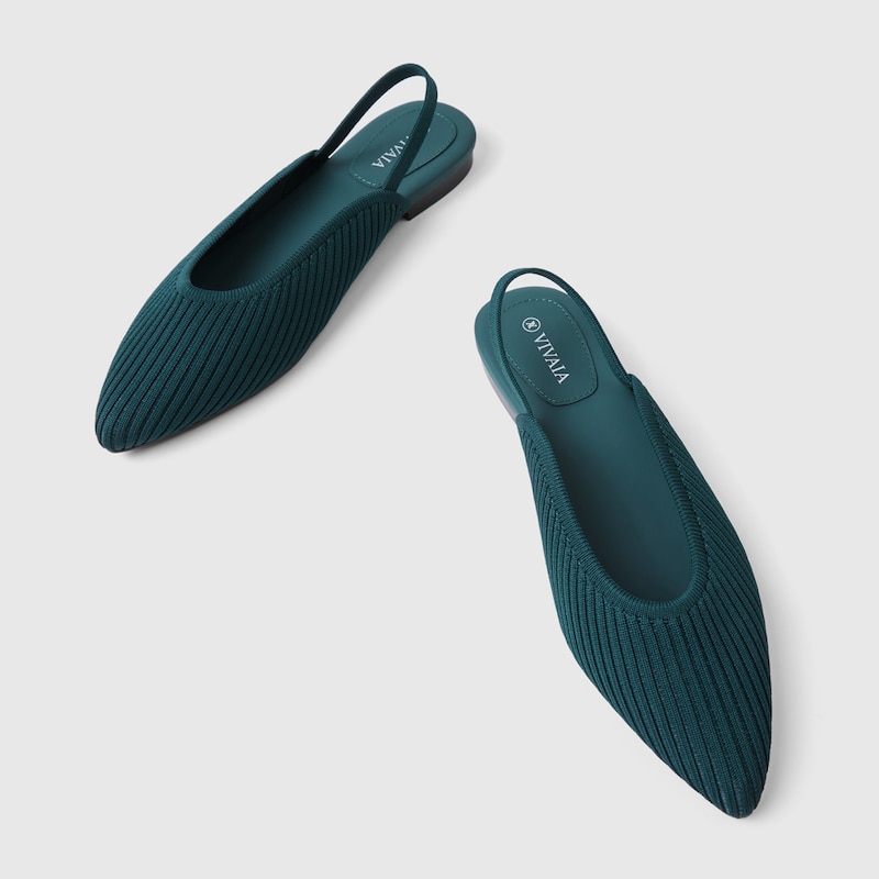 Iris Pointy Sandals in Deep Peacock | Women's Sustainable and Stylish Shoes | VIVAIA