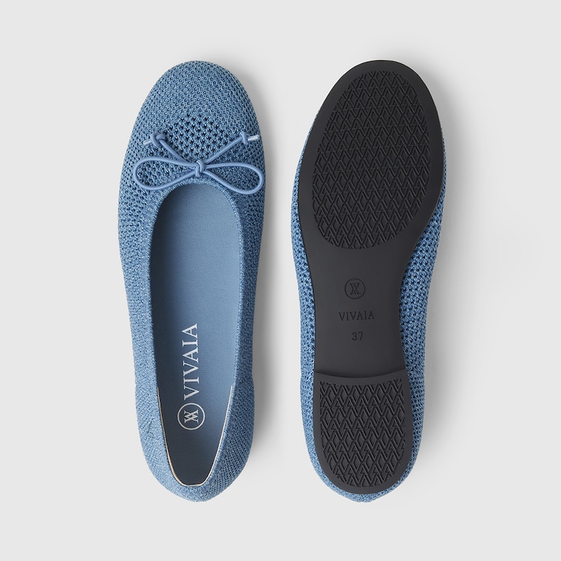 Odette Round-toe Flats in Denim Blue | Women's Sustainable, Washable and Stylish Shoes | VIVAIA