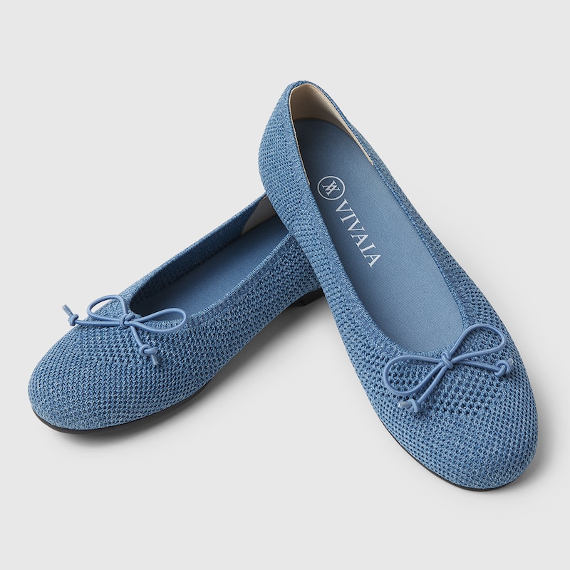 Odette Round-toe Flats in Denim Blue | Women's Sustainable, Washable and Stylish Shoes | VIVAIA