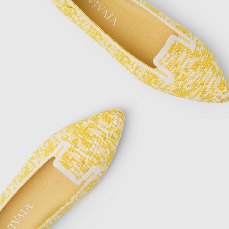 Manon Pointy Flats in Lemon Tie-Dye | Women's Sustainable, Washable and Stylish Shoes | VIVAIA