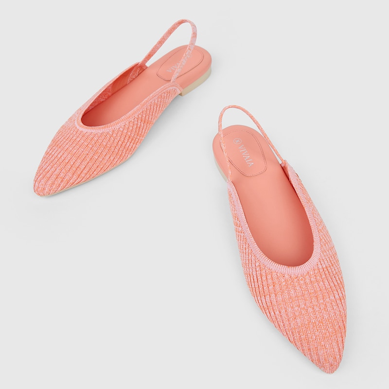 Iris Pointy Sandals in Coral Orange | Women's Sustainable and Stylish Shoes | VIVAIA