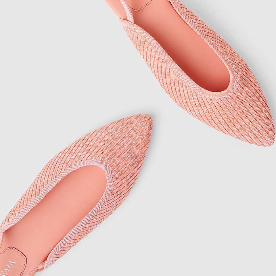 Iris Pointy Sandals in Coral Orange | Women's Sustainable and Stylish Shoes | VIVAIA