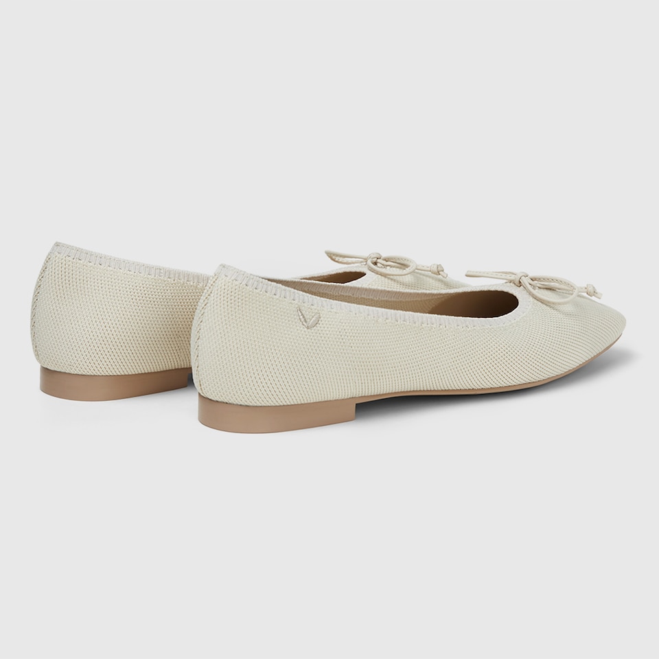 Elvira Square-toe Ballet Flats in Cream Ivory | Women's Sustainable, Washable and Stylish Black Shoes | VIVAIA