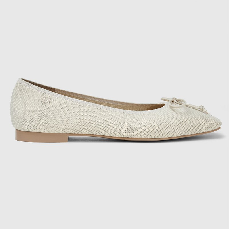 Elvira Square-toe Ballet Flats in Cream Ivory | Women's Sustainable, Washable and Stylish Black Shoes | VIVAIA