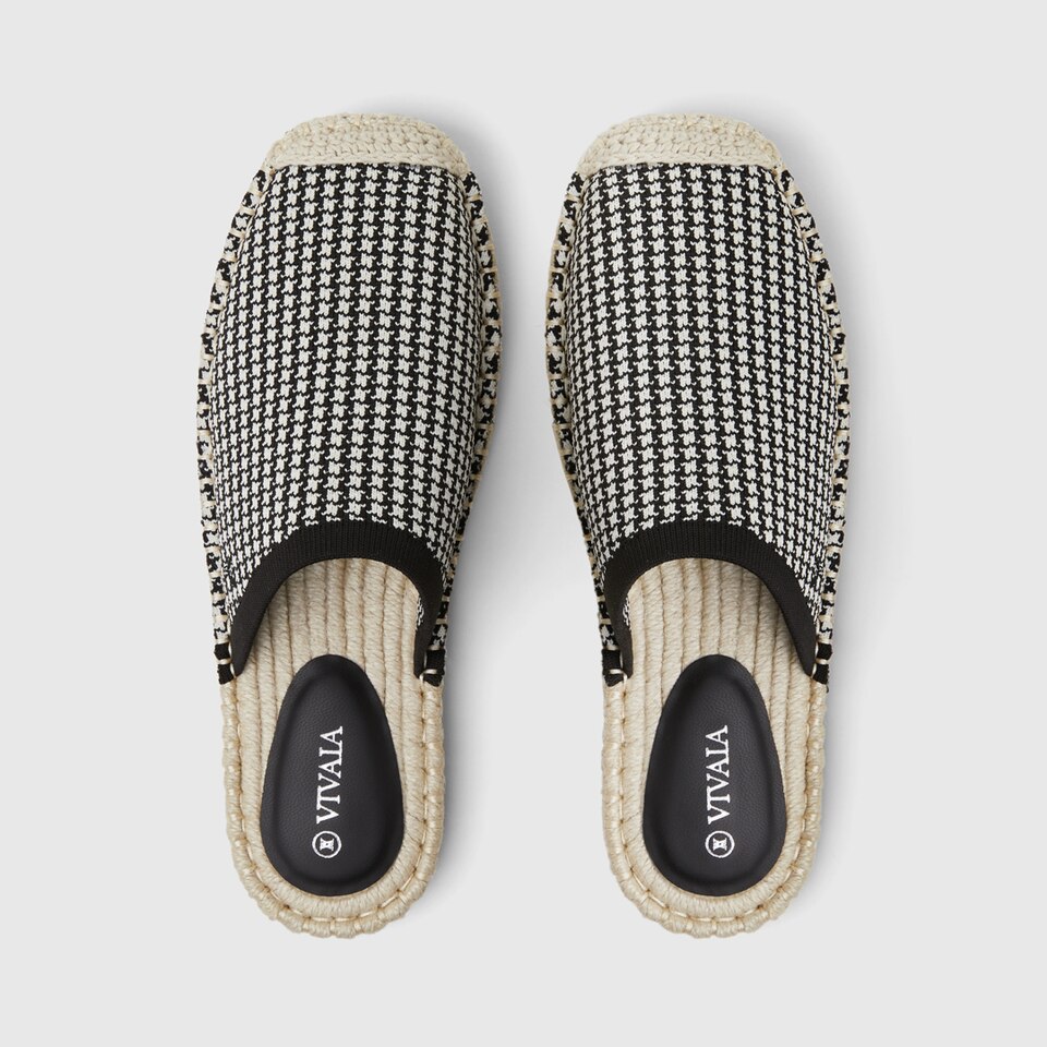Sherly Round-toe Slides in Ebony Ivory | Women's Sustainable and Stylish Black Shoes | VIVAIA