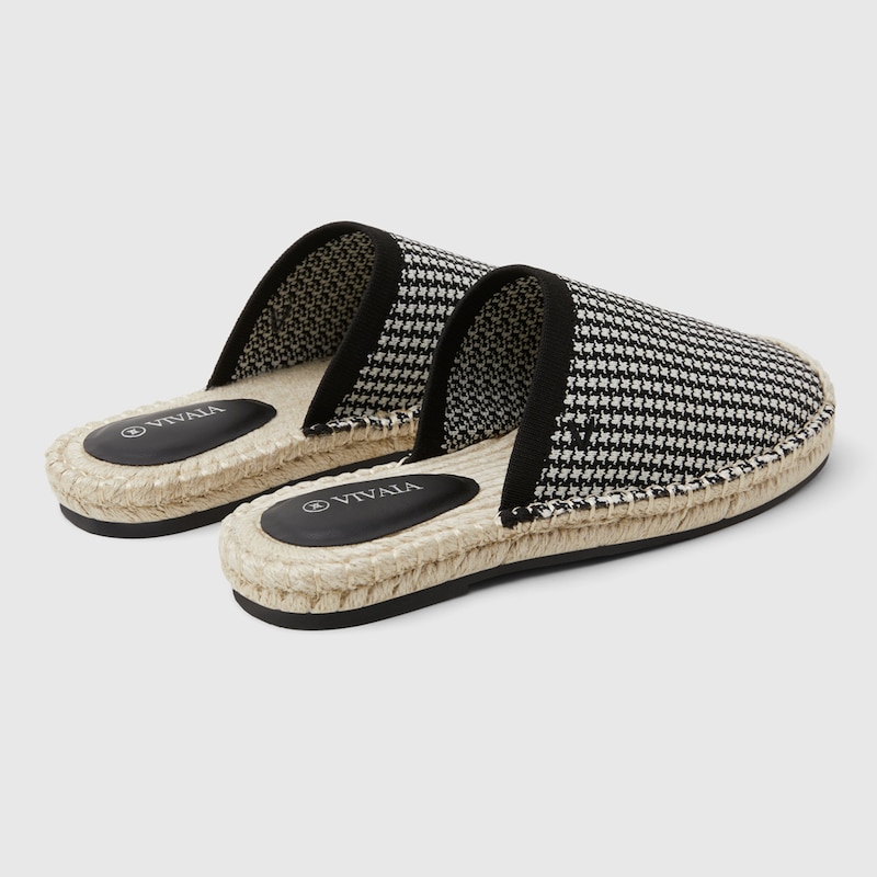 Sherly Round-toe Slides in Ebony Ivory | Women's Sustainable and Stylish Black Shoes | VIVAIA
