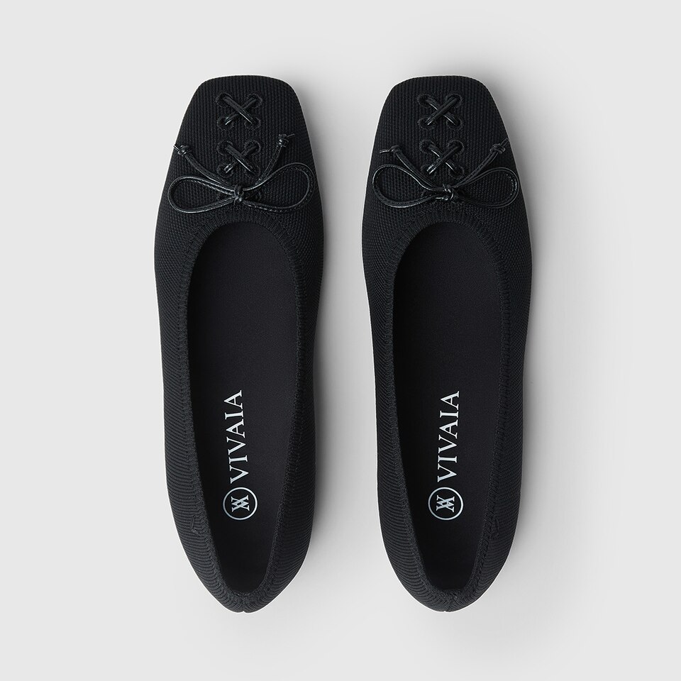 Elvira Square-toe Ballet Flats in Deep Ebony | Women's Sustainable, Washable and Stylish Black Shoes | VIVAIA