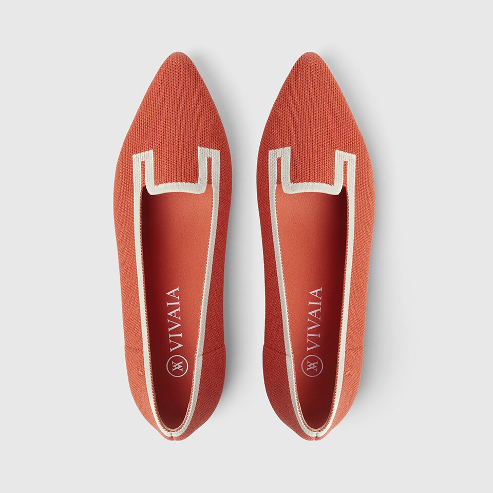 Manon Pointy Flats in Carrot Orange-Sustainable & Washable | VIVAIA