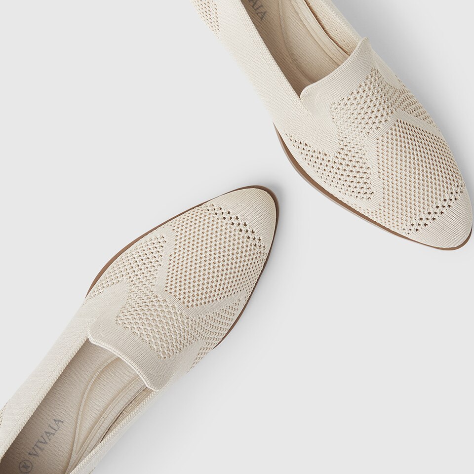 Almond Pointed Loafers in Cream Ivory | Women's Sustainable and Stylish Shoes | VIVAIA