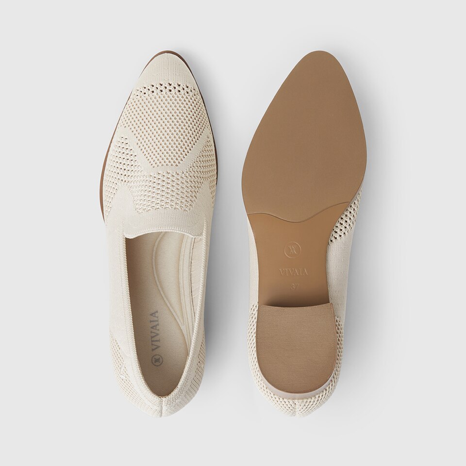 Almond Pointed Loafers in Cream Ivory | Women's Sustainable and Stylish Shoes | VIVAIA