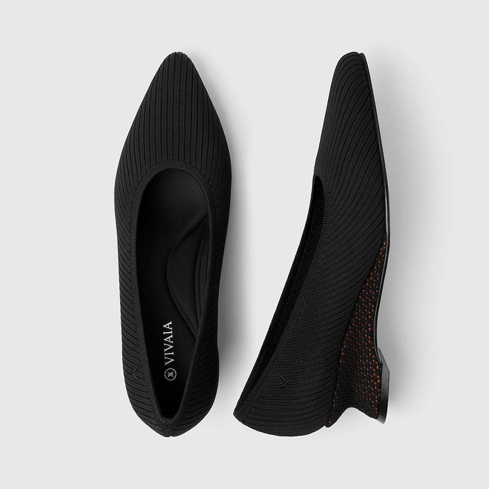 Liraz Comfortable Pointed-Toe Striped Wedge in Deep Ebony | VIVAIA