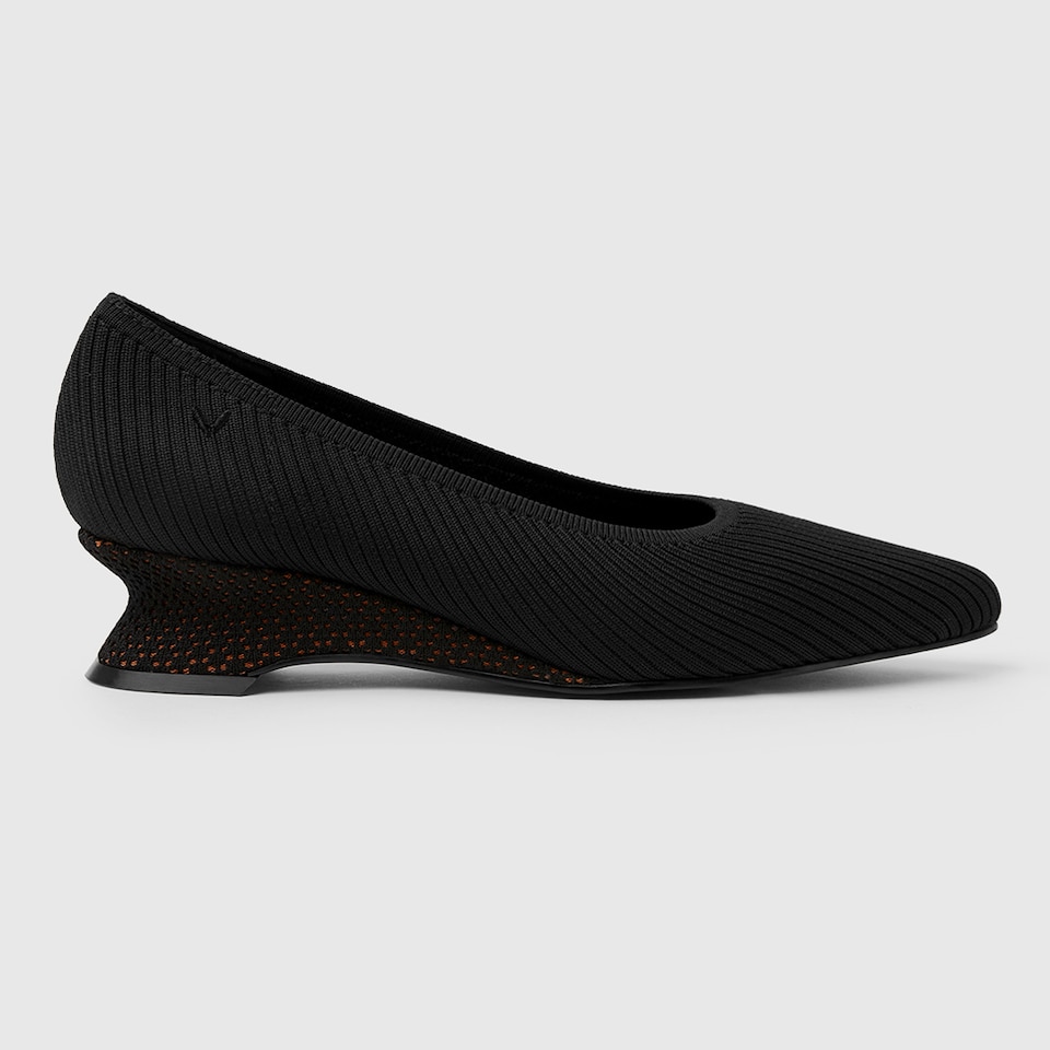 Liraz Comfortable Pointed-Toe Striped Wedge in Deep Ebony | VIVAIA