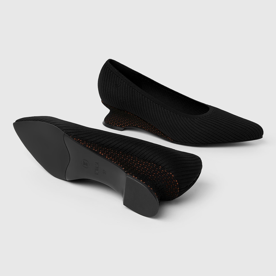 Liraz Comfortable Pointed-Toe Striped Wedge in Deep Ebony | VIVAIA