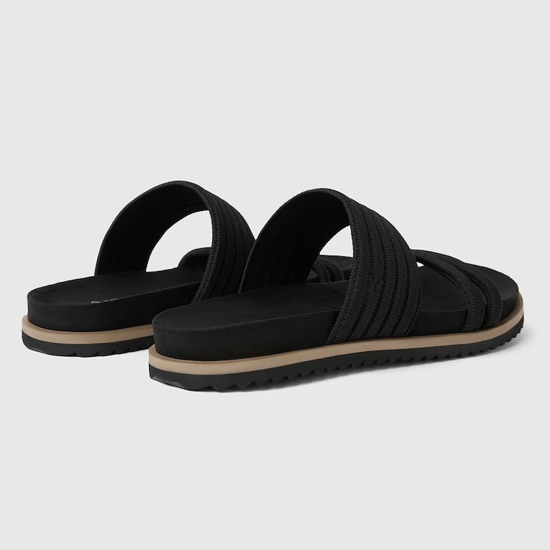 Chaya Round-toe Slide Sandals in Black | Women's Sustainable and Stylish Shoes | VIVAIA
