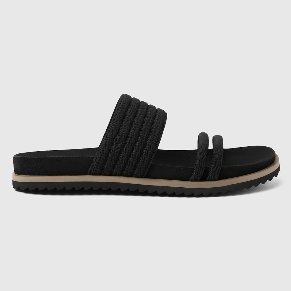Chaya Round-toe Slide Sandals in Black | Women's Sustainable and Stylish Shoes | VIVAIA