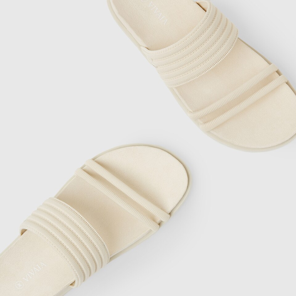Chaya Round-toe Slide Sandals in Cream Ivory | Women's Sustainable and Stylish Shoes | VIVAIA