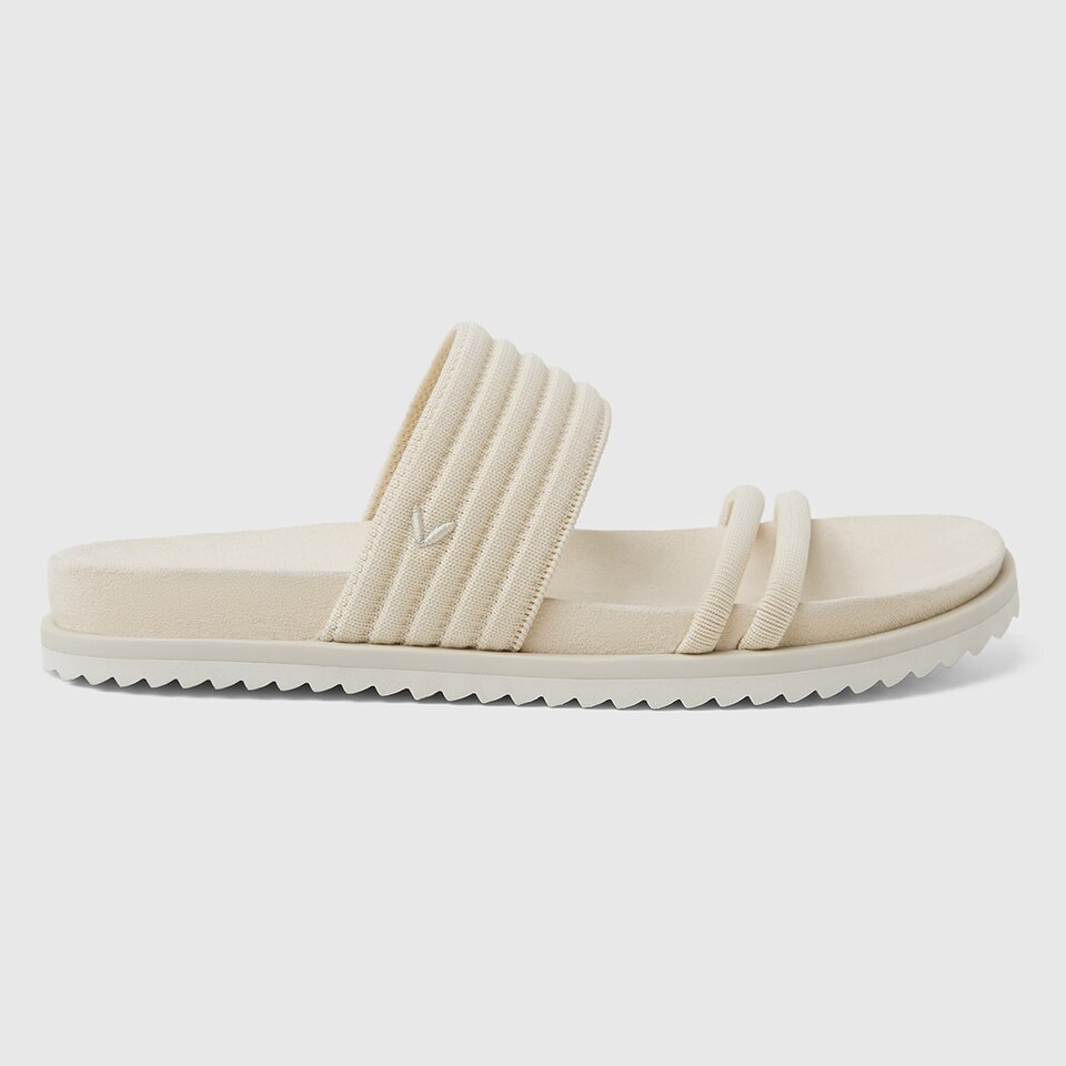Chaya Round-toe Slide Sandals in Cream Ivory | Women's Sustainable and Stylish Shoes | VIVAIA