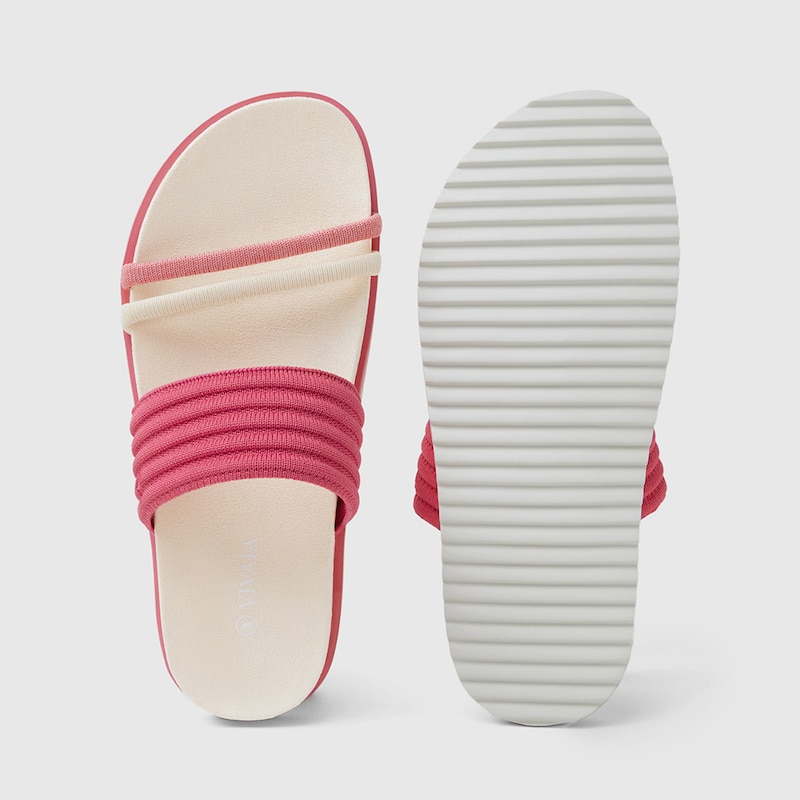 Chaya Roundtoe Slide Sandals in Deep PinkSustainable & Washable VIVAIA