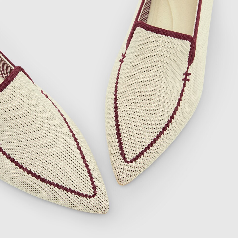 Doreen Pointy Loafers in Cream Ivory-Sustainable & Washable Shoes | VIVAIA