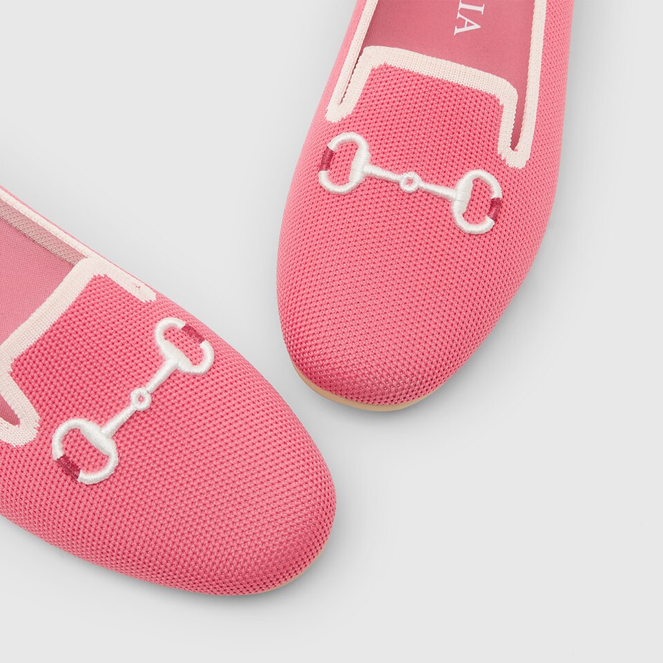 Eillen Round-toe Loafers in Coral Red-Sustainable & Washable | VIVAIA