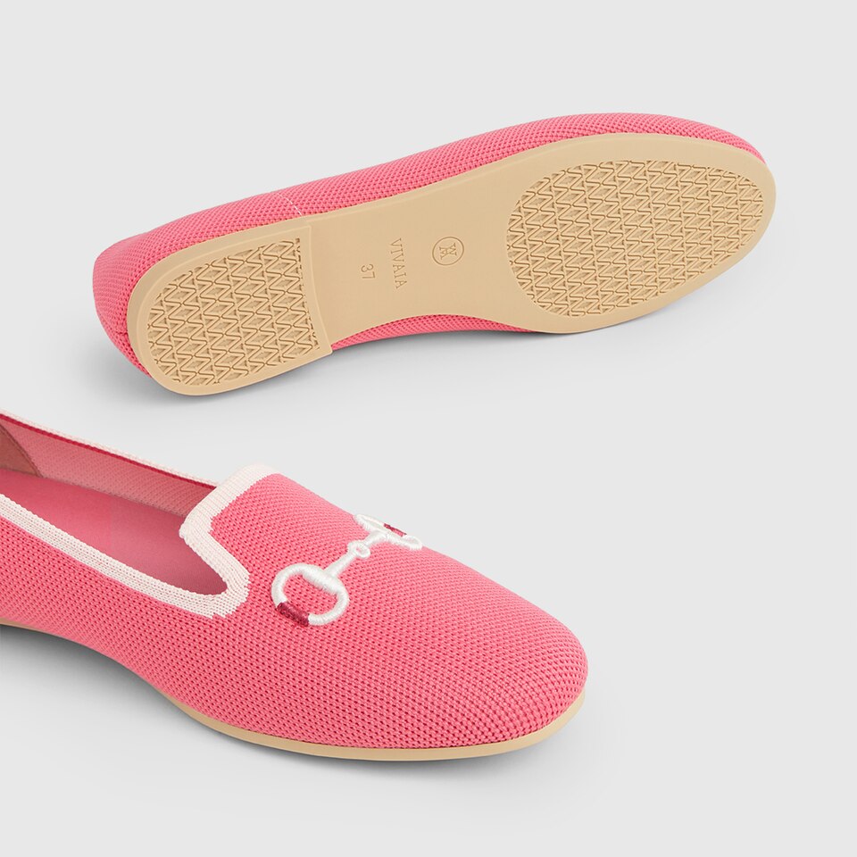 Eillen Round-toe Loafers in Coral Red-Sustainable & Washable | VIVAIA