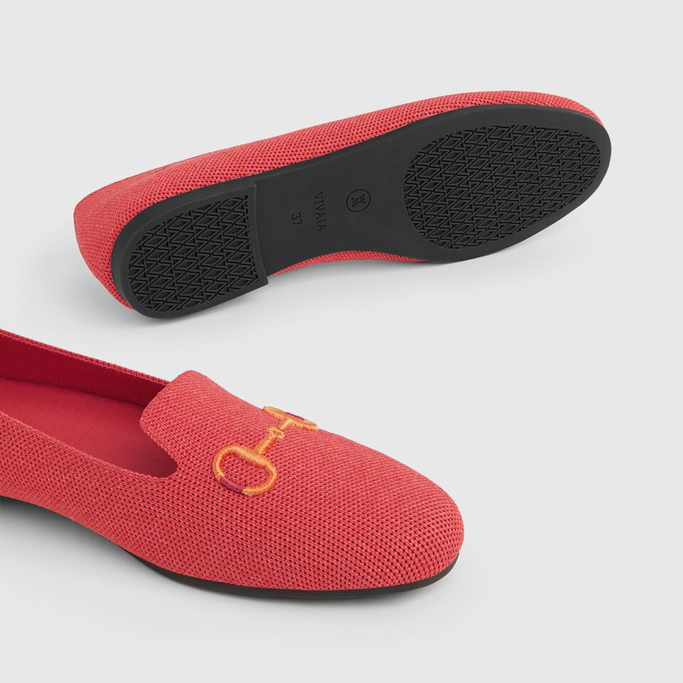 Eillen Round-toe Loafers in Ferrari Red-Sustainable & Washable | VIVAIA