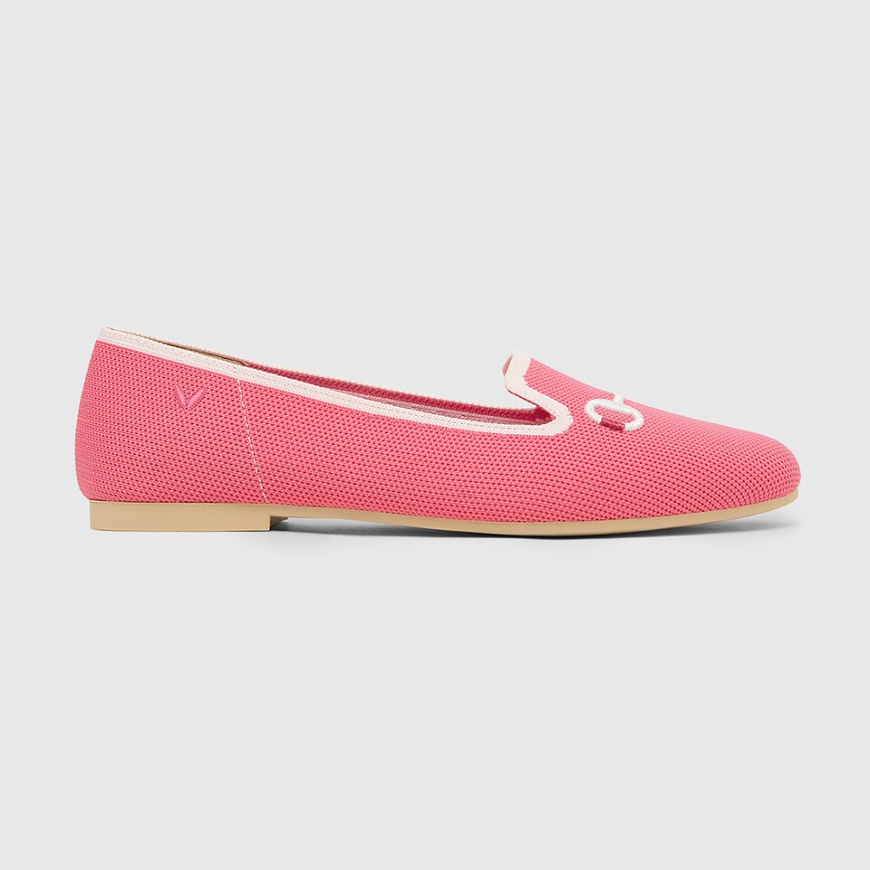 Eillen Round-toe Loafers in Coral Red-Sustainable & Washable | VIVAIA