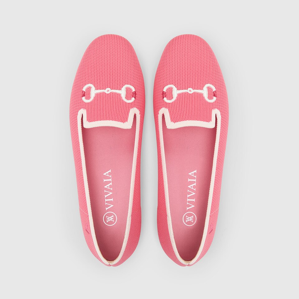 Eillen Round-toe Loafers in Coral Red-Sustainable & Washable | VIVAIA