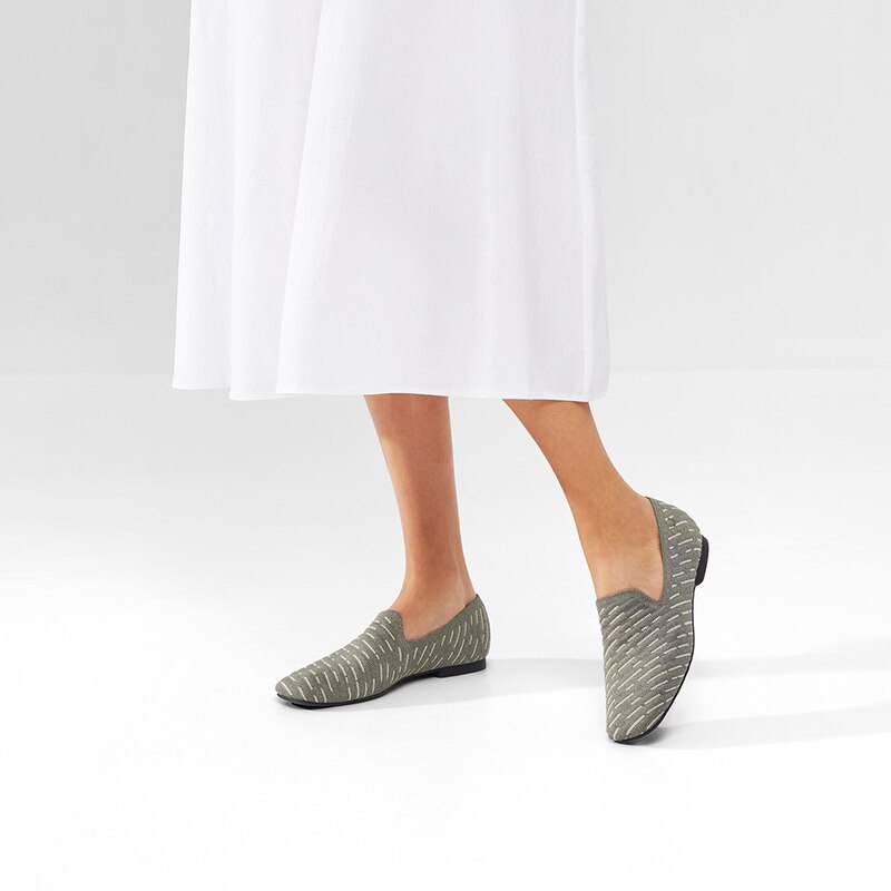 Marina Square-toe Loafers in Rich Grey | Women's Sustainable, Washable and Stylish Shoes | VIVAIA