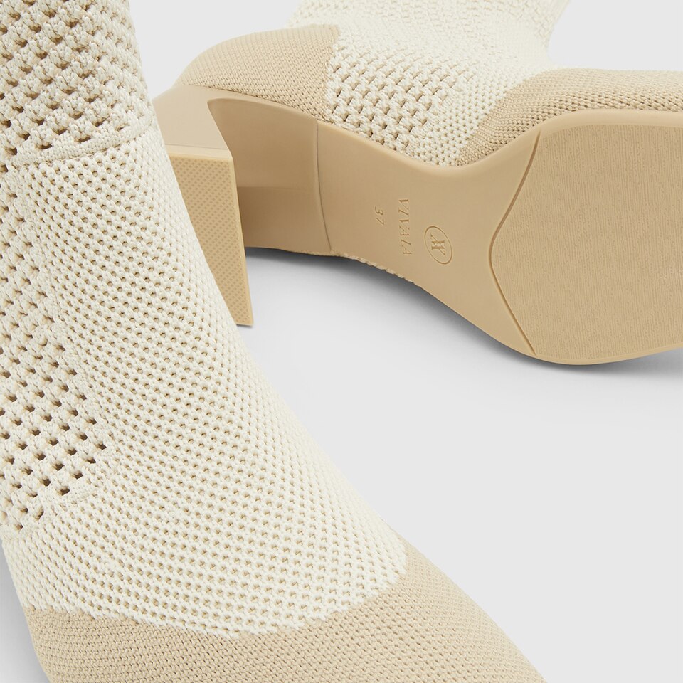 Melissa Square-toe Heeled Boots in Cream Ivory-Sustainable and Stylish | VIVAIA