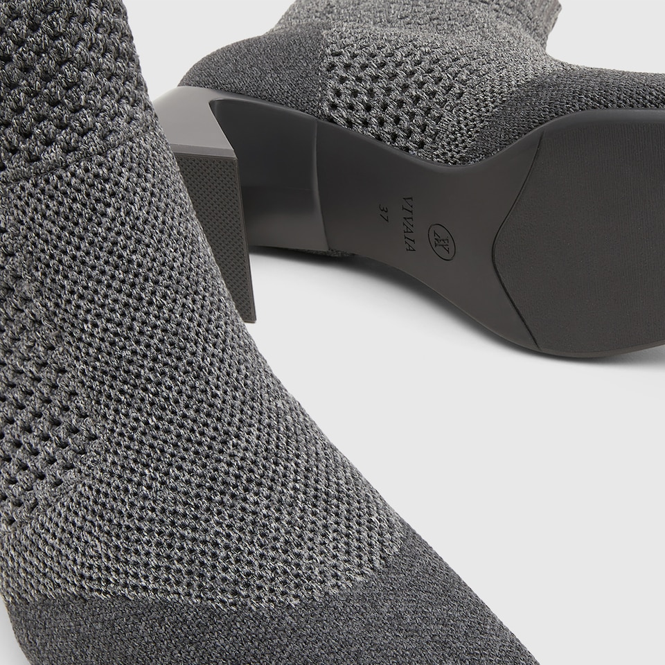 Melissa Square-toe Heeled Boots in Lava Gray-Sustainable & Washable | VIVAIA