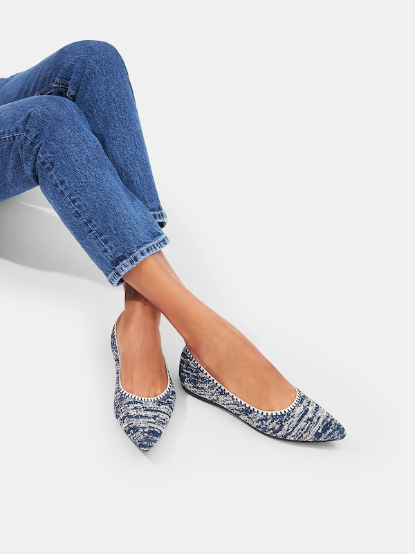 Aria 2.0 Pointy Flats in Limited Ocean Blue | Women's Sustainable, Washable and Stylish Shoes | VIVAIA