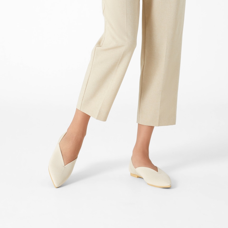 Varun Pointy Flats in Cream Ivory | Women's Sustainable, Washable and Stylish Shoes | VIVAIA