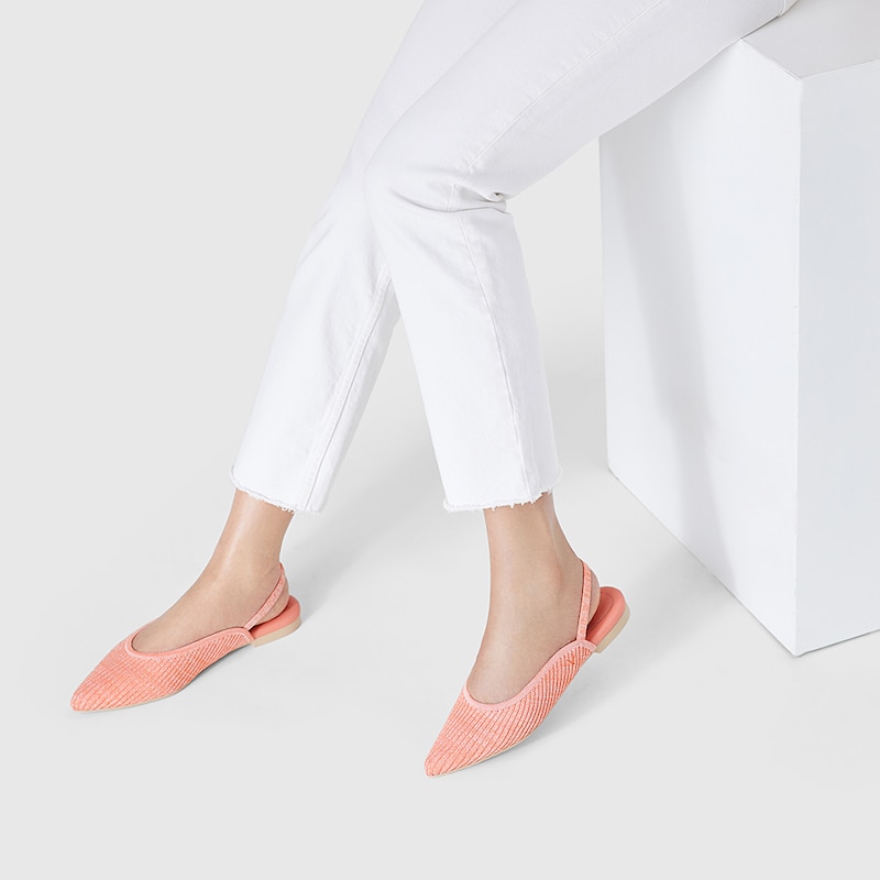 Iris Pointy Sandals in Coral Orange | Women's Sustainable and Stylish Shoes | VIVAIA