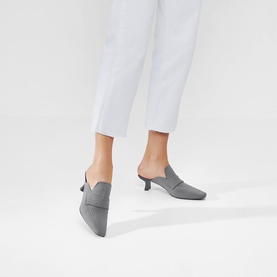 Elena Square-toe Mules in Rich Grey | Women's Sustainable and Stylish Shoes | VIVAIA