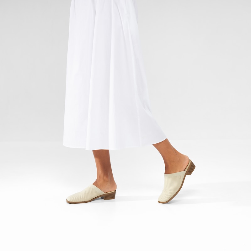 Giselle Square-toe Mules in Cream Ivory | Women's Sustainable and Stylish Shoes | VIVAIA