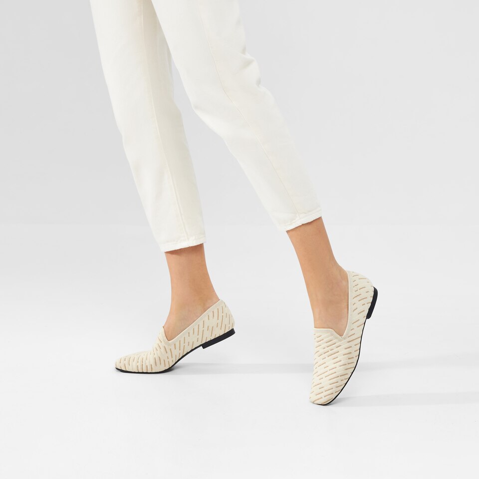 Marina Square-toe Loafers in Cream Ivory-Sustainable & Washable | VIVAIA