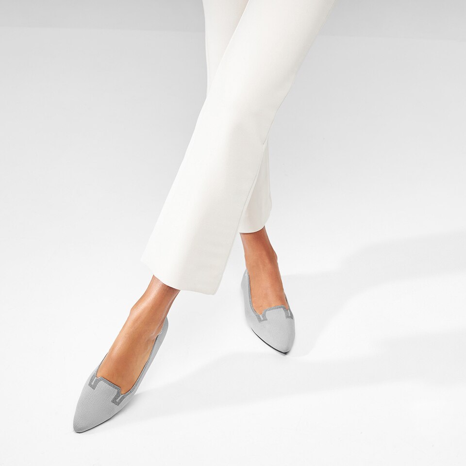 Manon Pointy Flats in Cloud Grey | Women's Sustainable, Washable and Stylish Black Shoes | VIVAIA