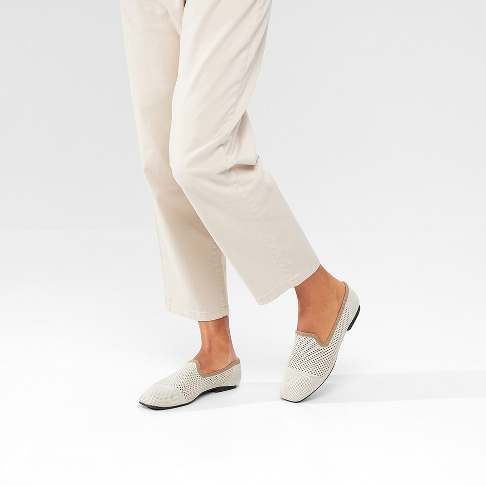 Reva Square-toe Loafers in Cream Ivory | Women's Sustainable, Washable and Stylish Shoes | VIVAIA