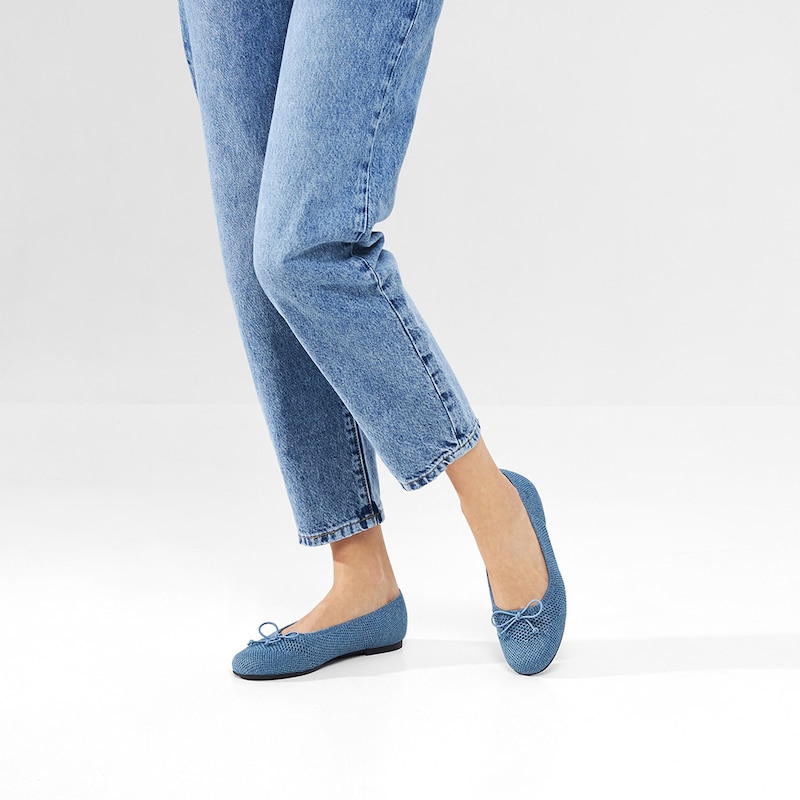 Odette Round-toe Flats in Denim Blue | Women's Sustainable, Washable and Stylish Shoes | VIVAIA