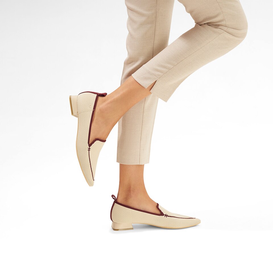 Doreen Pointy Loafers in Cream Ivory-Sustainable & Washable Shoes | VIVAIA