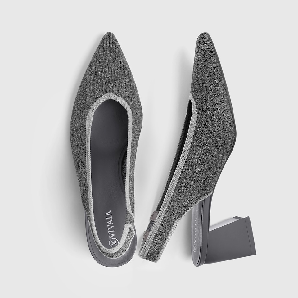 Della Pointy Heeled Sandals in Rich Grey | Women's Sustainable and Stylish Shoes | VIVAIA