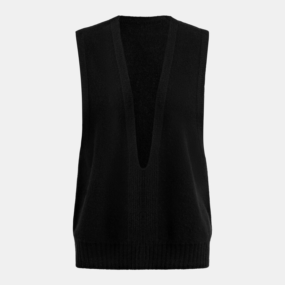 Samira Cashmere Vest in Solid Black | Women's 100% Organic Comfy Knitwears | VIVAIA