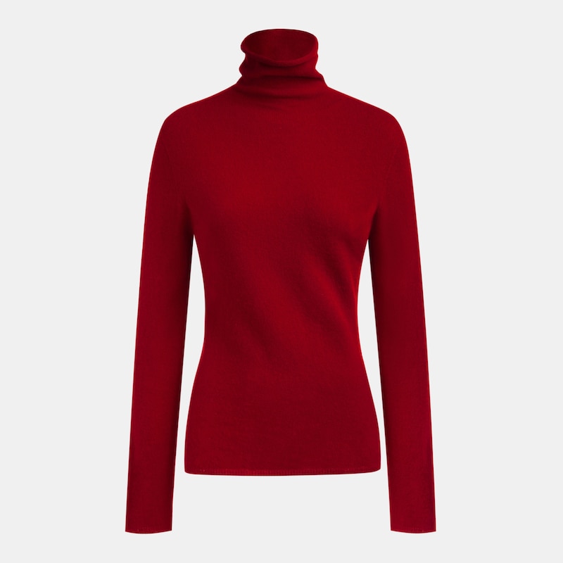 Londyn Cashmere Roll Neck Top in Garnet Red | Women's 100% Organic Comfy Knitwears | VIVAIA