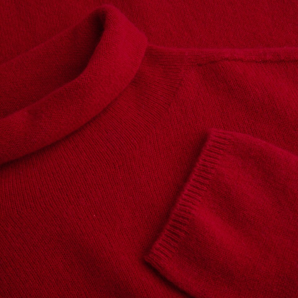 Londyn Cashmere Roll Neck Top in Garnet Red | Women's 100% Organic Comfy Knitwears | VIVAIA